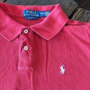 Polo Ralph Lauren Classic Fit Kids Red Polo Short Sleeve Shirt Size Large 14 16